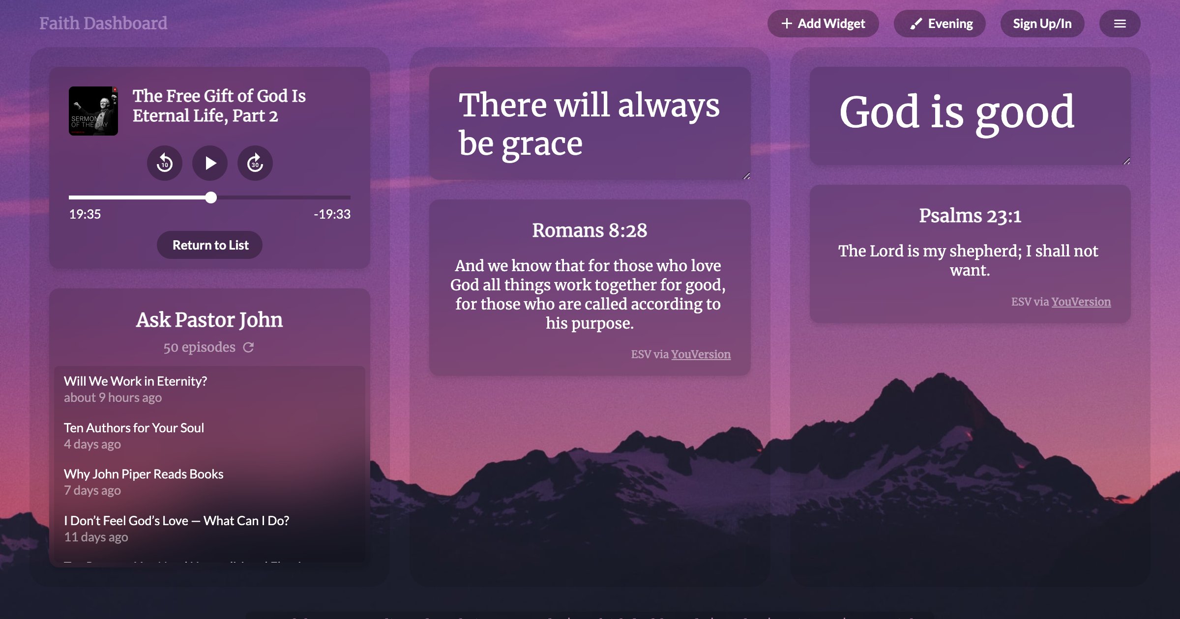 Faith Dashboard